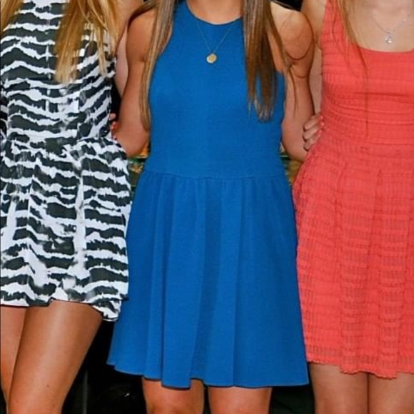 Teal Cameo Skater High Neck Dress - Picture 2 of 6